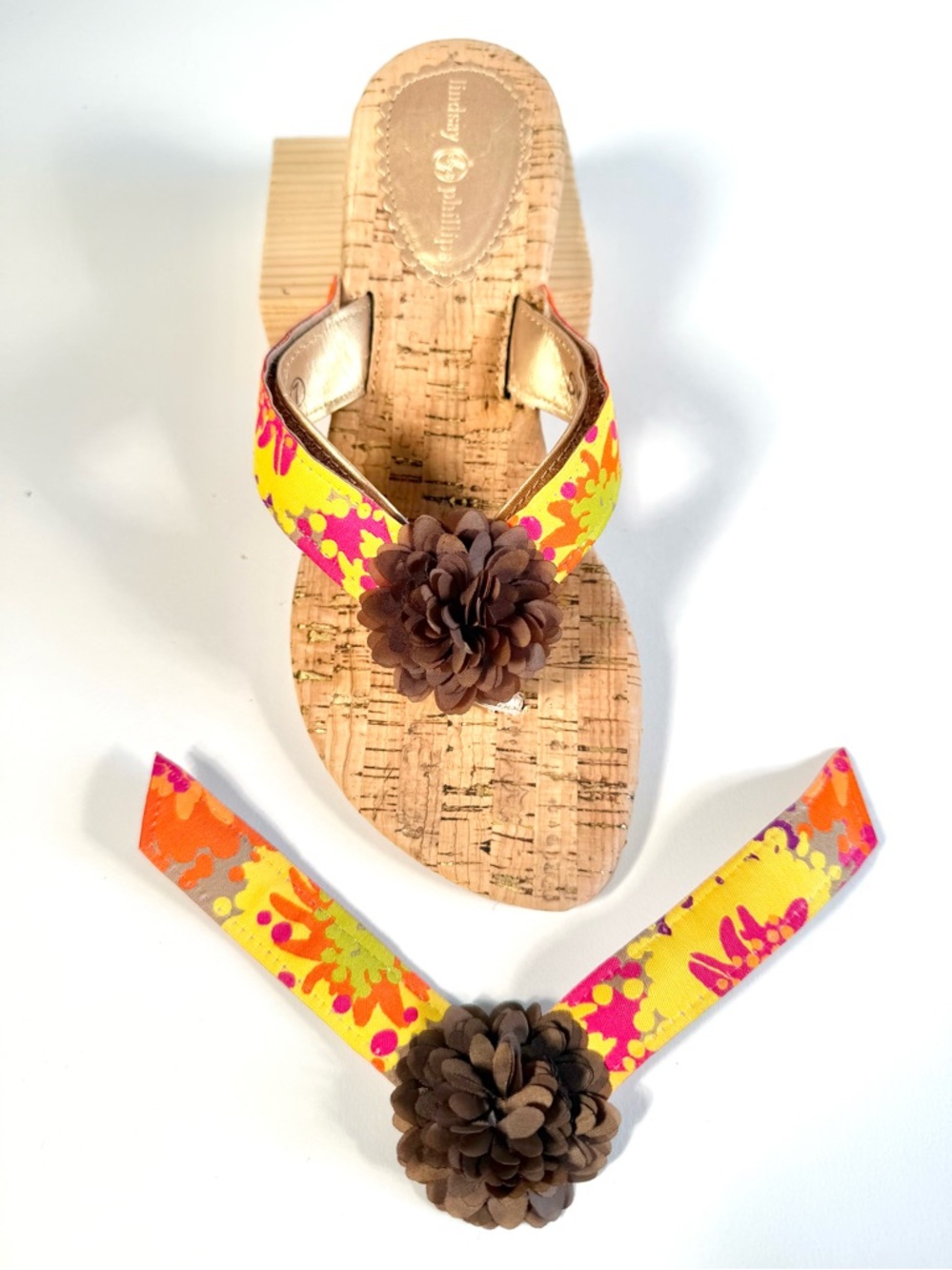 Lindsay Phillips SwitchFlops Yellow Abstract Floral Interchangeable Straps Sz M